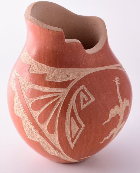 Traditional Jemez Pottery by Alfreda Fragua with Corn Design 4D01D