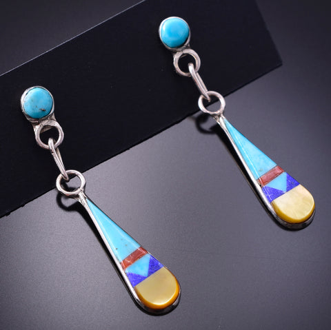 Inlay Stone Zuni Dangle Earrings by Francine Chapito 4A29Y