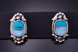Silver & Turquoise w/ Opal Navajo Inlay Earrings by James Manygoats 4C13Z