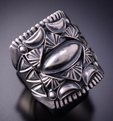 Size 11-1/2 Silver Navajo Handmade Ring by Derrick Gordon 4A04T