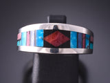 Size 9-1/2 Silver Multistone Navajo Inlay Ring by Jim Harrison 4C13R