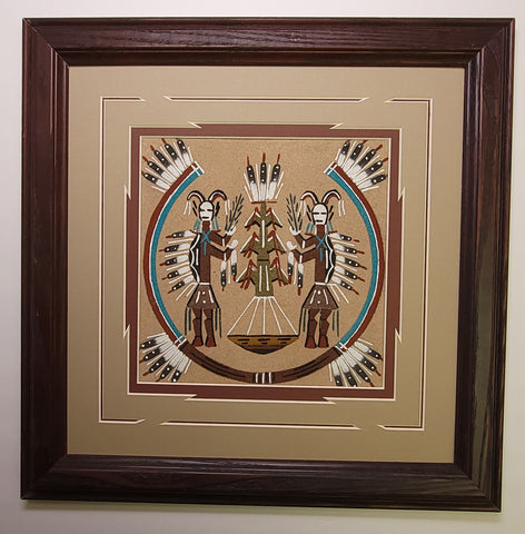 Navajo Sandpainting by Glen Nez - Yei-bi-chei and Corn 5J08C