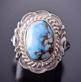 Size 6-1/2 Silver & Golden Hills Turquoise Navajo Ring by Victor Chee 4B21L