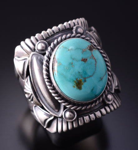 Size 11-3/4 Silver & Royston Turquoise Navajo Mens Ring by Derrick Gordon 4C31D
