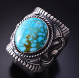 Size 10-3/4 Silver & Kingman Turquoise Navajo Mens Ring by Derrick Gordon 4C31E