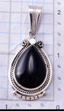 Silver & Onyx Navajo Handmade Pendant by Samuel Yellowhair 3F05K