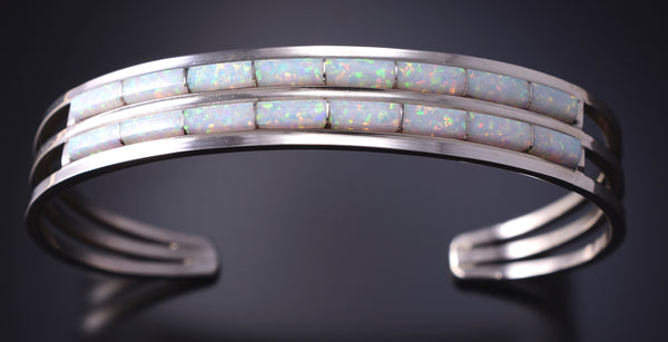 Silver & Opal Zuni Inlay Bracelet by Anson Wallace 5D18S