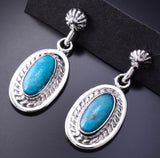 Silver & Turquoise Navajo Concho Top Dangle Earrings by Rita Largo 3J16O