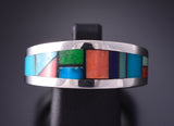Size 11 Silver Multistone Navajo Inlay Ring by Jim Harrison 4C13T