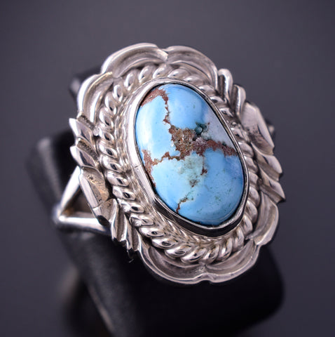Size 6-3/4 Silver & Golden Hills Turquoise Navajo Ring by Victor Chee 4B21P