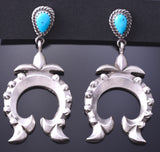 Silver & Turquoise Navajo Horseshoe Bottom Earrings by RB 3J16R