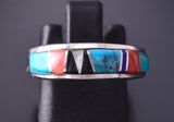 Size 6 Silver & Turquoise Multistone Navajo Inlay Ring 4B21O
