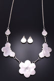 Silver & Turquoise Multistone Zuni Inlay Flowers Necklace & Earring Set by Carol Niiha 3F19B