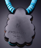 Kingman Turquoise Santo Domingo Flower Necklace by Mary Louise Tafoya 3G07M