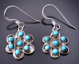 Silver & Turquoise Petty Point Zuni Inlay Flower Earrings by Waylon Johnson 3J22S