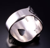 Size 7 Silver Navajo Handstamped Concho Ring by Derrick Gordon 4C31G