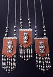 Leather and Navajo Pearls Necklace by Betta Lee 3M05N