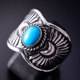 Size 9 Silver & Turquoise Navajo Concho Ring by Derrick Gordon 4C31Q