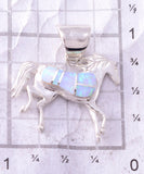 Silver & Opal Navajo Inlay Horse Love Pendant 4B21T