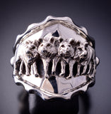 Size 11-1/4 Silver Navajo Handmade Strong Wolfpack men's Ring by RB 4A25N