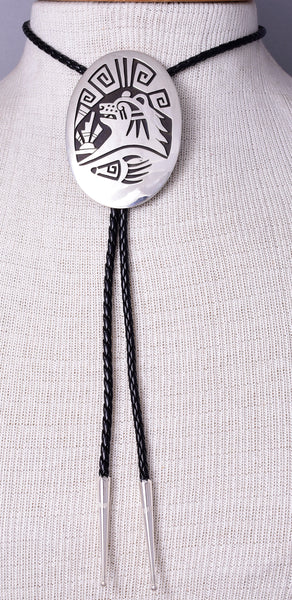 Sterling Silver Navajo Bear Design Bolo Tie by Sonny Gene 5L23V