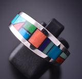 Size 11 Silver Multistone Navajo Inlay Ring by Jim Harrison 4C13T