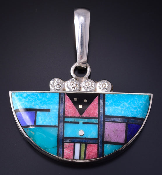 Eq　Jiminy craft language　ill his clover Silver Multistone Navajo Inlay Yei Bi Chei Pendant by Jimmy