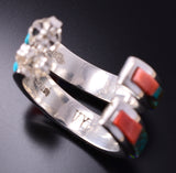 Silver & Turquoise Multistone Navajo Inlay Hoop Earrings by TSF 4A19Z
