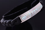 Silver & Opal Navajo Inlay w/ Leather Wrap Bracelet by TSF 3L16F