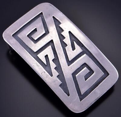Navajo Hopi Belt Buckle .925 SOLID Sterling Silver Handmade Overlay Circa 1980\'s Navajo Belt Buckle .925 SOLID Sterling Silver Handmade  main image 2