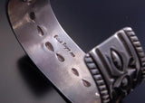 ZBM All Silver Men's Concho Stamp Bracelet by Erick Begay UA31S