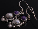 ZBM Purple Charoite &  Fresh Water Pearl Earrings by Erick Begay - EF32H