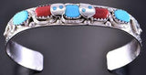 Silver & Turquoise and Coral Snake Zuni Bracelet Effie C 2D12V