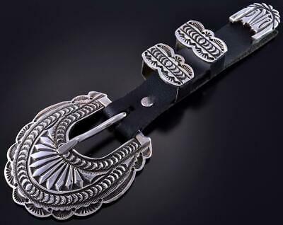 Silver Navajo Handstamped Concho Design Ranger Set Buckle by Maloney 1K18R