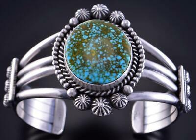 Silver & Kingman Turquoise Navajo Handmade Bracelet by Michael