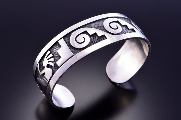 Native American Hopi Silver Overlay Cuff Bracelet