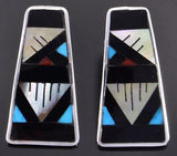 Silver & Turquoise Multistone Zuni Inlay Earrings by Leander Othole 1J24R