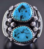 Size 11-1/2 Silver & Turquoise Double Navajo Ring by Allen Tolino 2B11X
