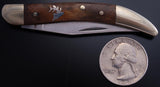Wooden Brass ELK HEAD Pocket Knife - VN81L