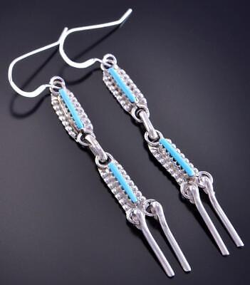 Silver & Turquoise Needle Point Zuni Earrings by Kathryn Qualo 2E17G