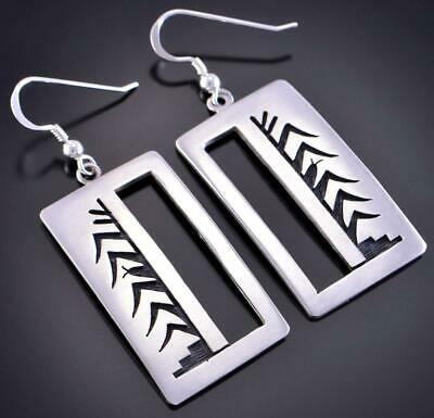 Silver Hopi Handmade Tree Of Life Earrings by Timothy Mowa 2D21W