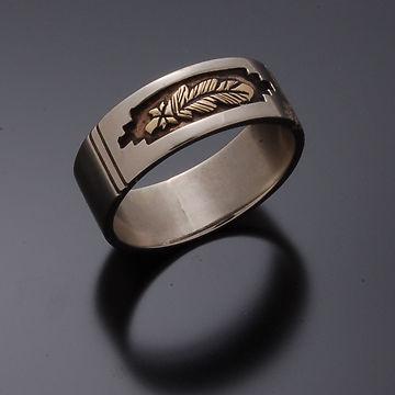 14K Gold Eagle Feather Ring. A Silver Ring by Erick Begay CD50B