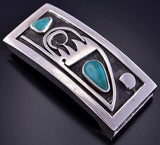 Vintage Silver & Turquoise Double Bear Claw Buckle 2H31J