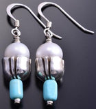 ZBM Silver & Turquoise Fresh Water Pearl Tulips Earrings by Erick Begay 8G23X