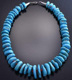 14" Sleeping Beauty Turquoise & Coral Navajo Necklace 9A02Y