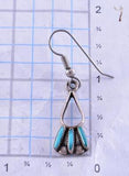 Vintage Silver & Turquoise Zuni Needle Point Earrings 2F15X
