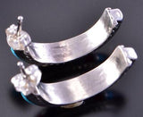 Silver & Turquoise Multistone Zuni Inlay Half Hoop Earrings Velda Nastacuo 2H03J