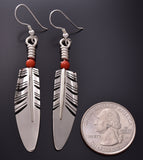 Ray Tracey Medium Feather Earrings with Coral - 1J10Y