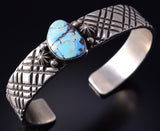 Silver & Golden Hills Turquoise Navajo Handmade Bracelet by Erick Begay 5H01J