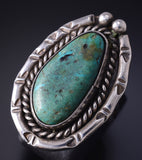 Vintage Size 7-1/4 Silver & Turquoise Navajo Handmade Ring 5F10L